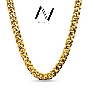 Cuban Link Chain Necklace (Gold) 9MM | Arthur Alan Jewelry